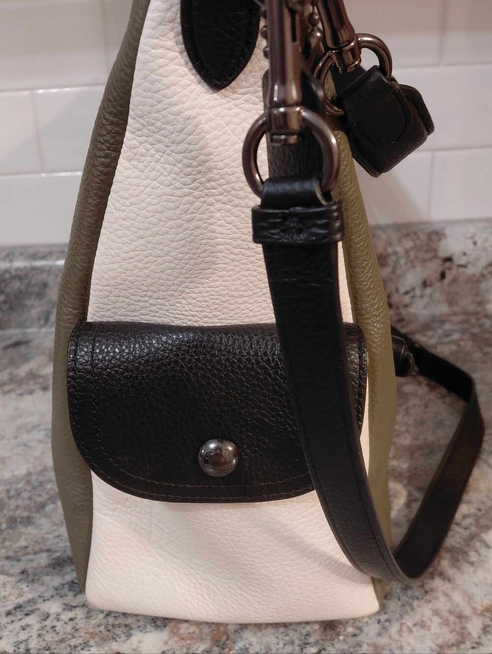 Coach Pennie Olive Cream Leather Shoulder Bag 6154 - Picture 7 of 14